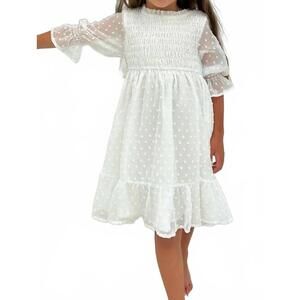 NEW INDIE BLUE girl's celine dress in white